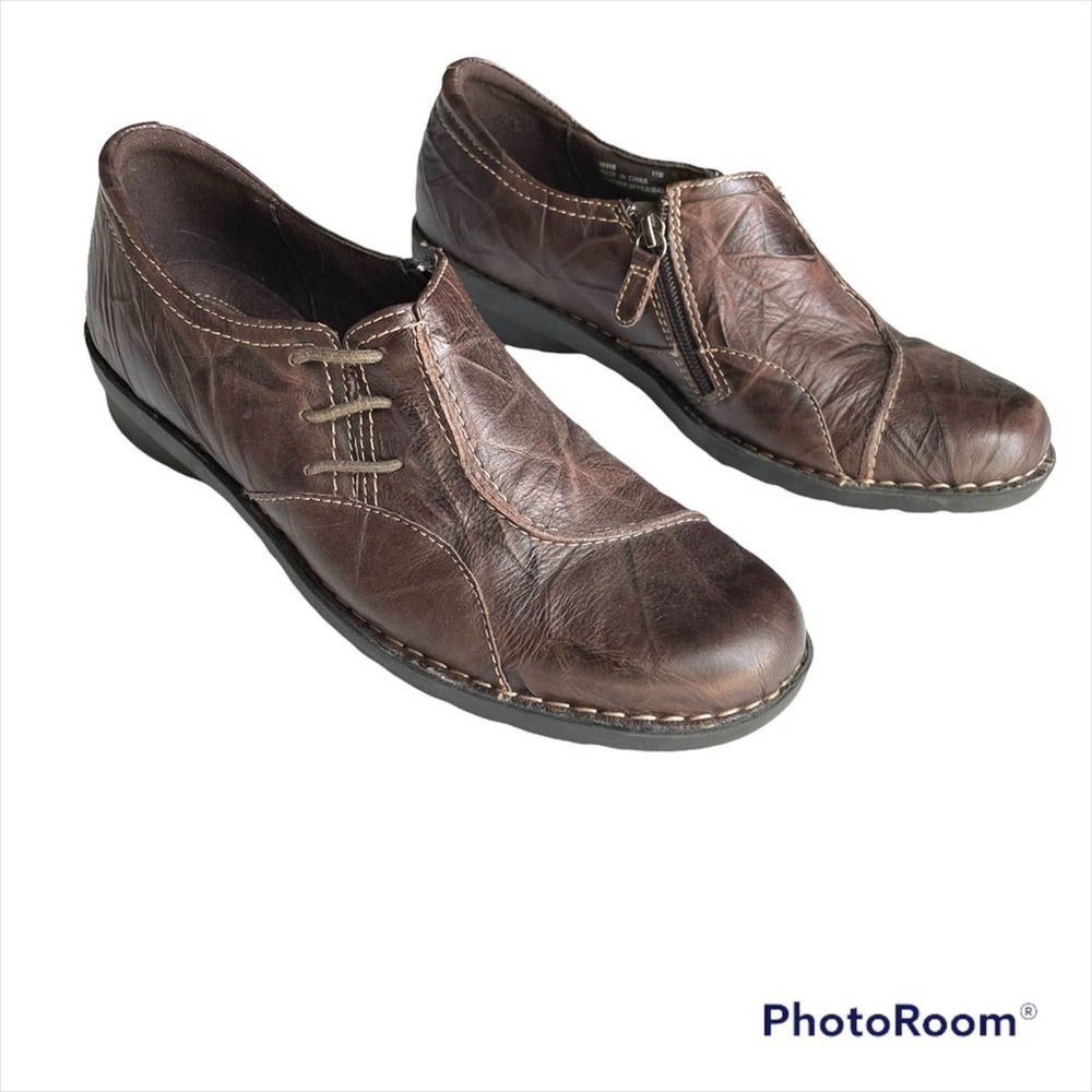 Clarks Bendables Nikki Leather Slip On Loafer Brown Size 11M Comfort